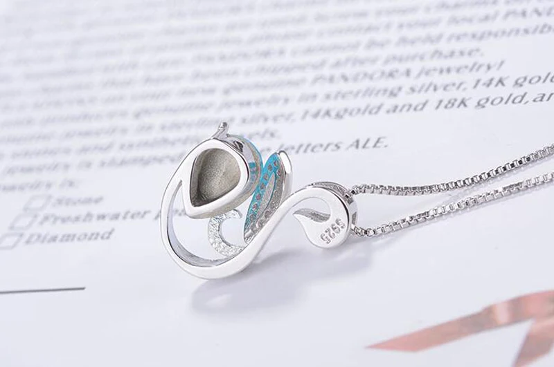 Fashion 925 Silver Blue Crystal Zircon Cute Animal Swan Pendant Necklace For Girls Women Short Clavicle Gift Jewelry | Украшения и
