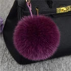 Брелок для ключей из натурального меха, 13-15 см, натуральный шарик из меха лисы пом, металлическое кольцо, подвеска для сумки, K010-purple