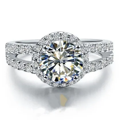 1CT белое золото 18K Halo две боковые ленты осмысленный тест позитив моиссанита