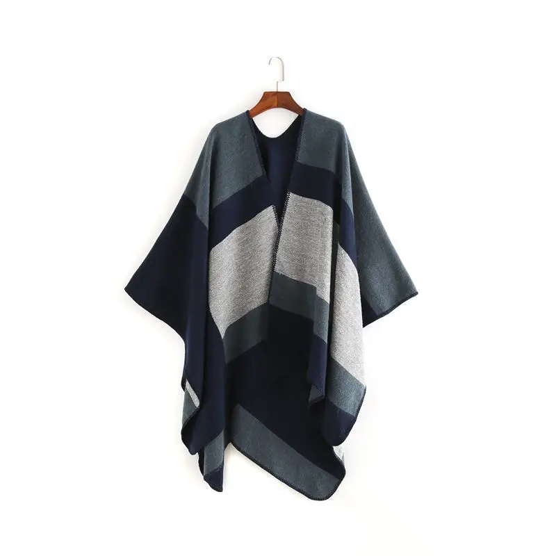 Мода Большой Stripe Pashmina Scarf Для женщин Элитный бренд толстые теплые кашемировые