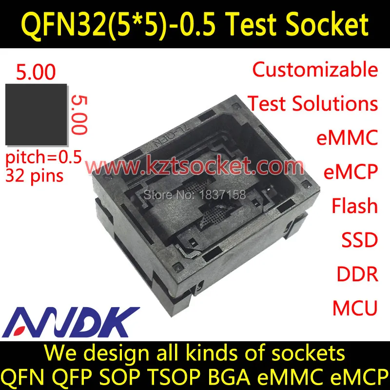 QFN32 (5x5) 0 5 гнездо MLF32 MLP32 Открытый верх NP506 032 059 C G|socket| |