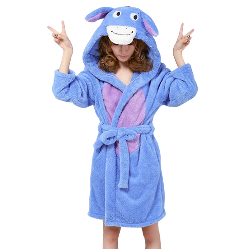 Новое поступление Осенние и зимние женские флис с принтом мягкий Халат капюшоном