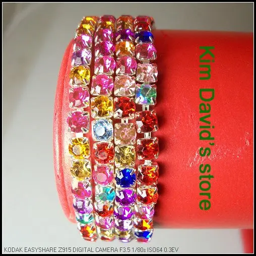 Эластичный браслет стразы 20x разных цветов с кристаллами теннисные браслеты для