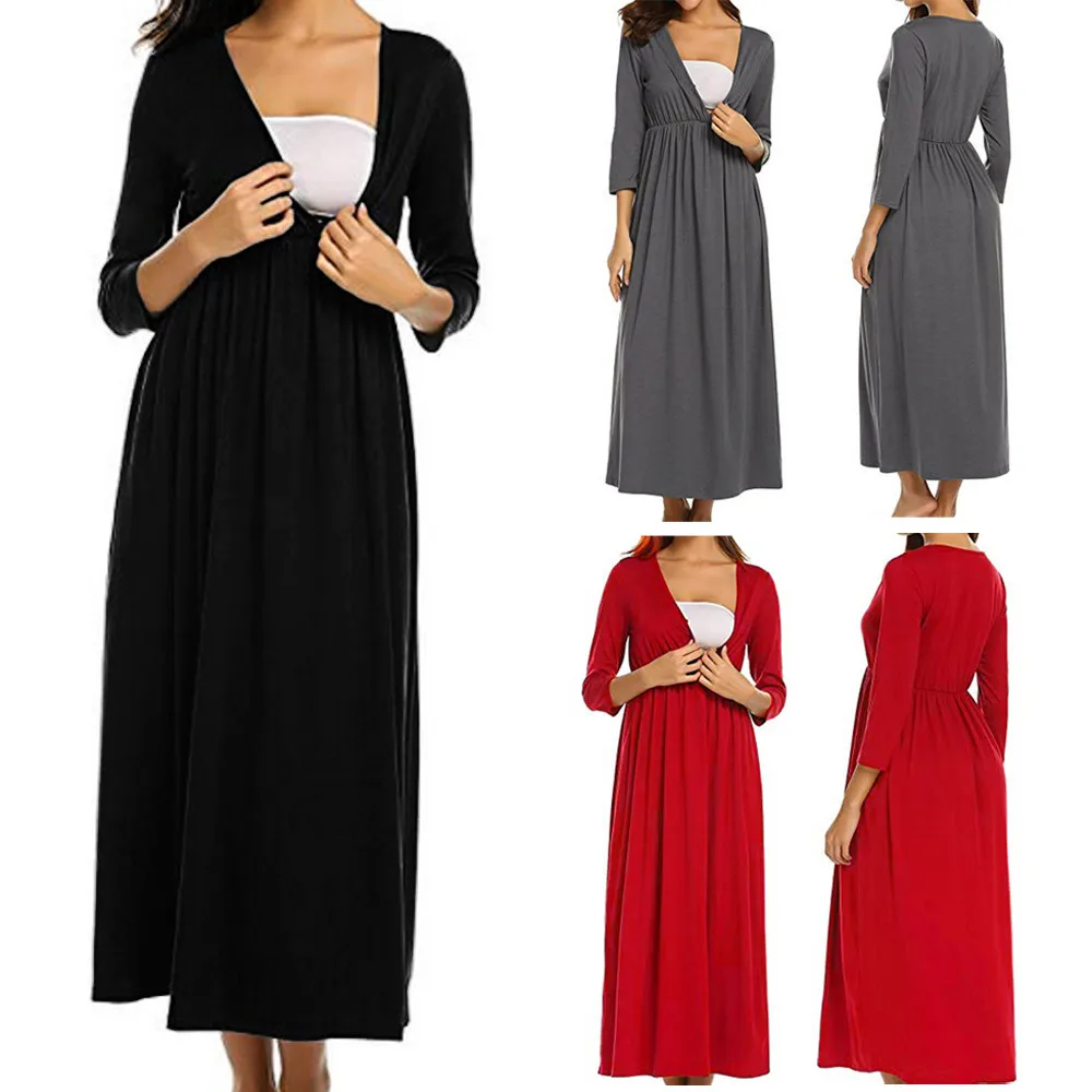 Платье для беременных одежда женщин обернутое платье с рюшами однотонное