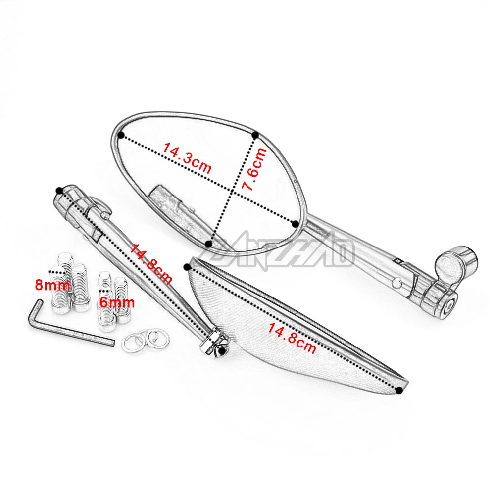 CNC алюминиевые зеркала заднего вида мотоцикла большое синее стекло на руль
