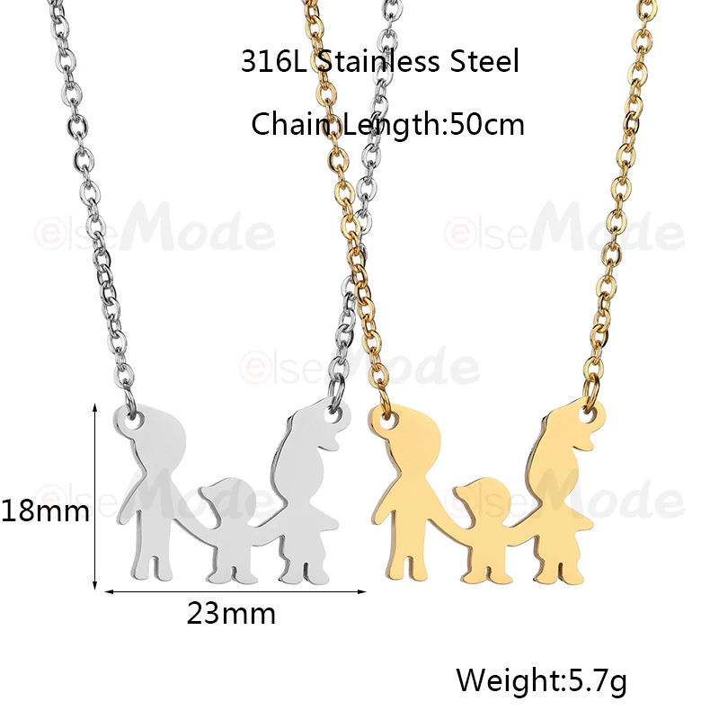 Классическое ожерелье ELSEMODE с подвесками для семьи папы мама сына из нержавеющей