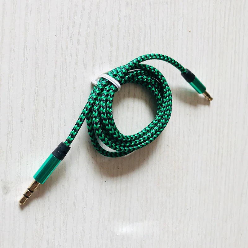 Позолоченный Плетеный аудиокабель Kabel 1 м нейлоновый Aux кабель 3 5 мм штекер