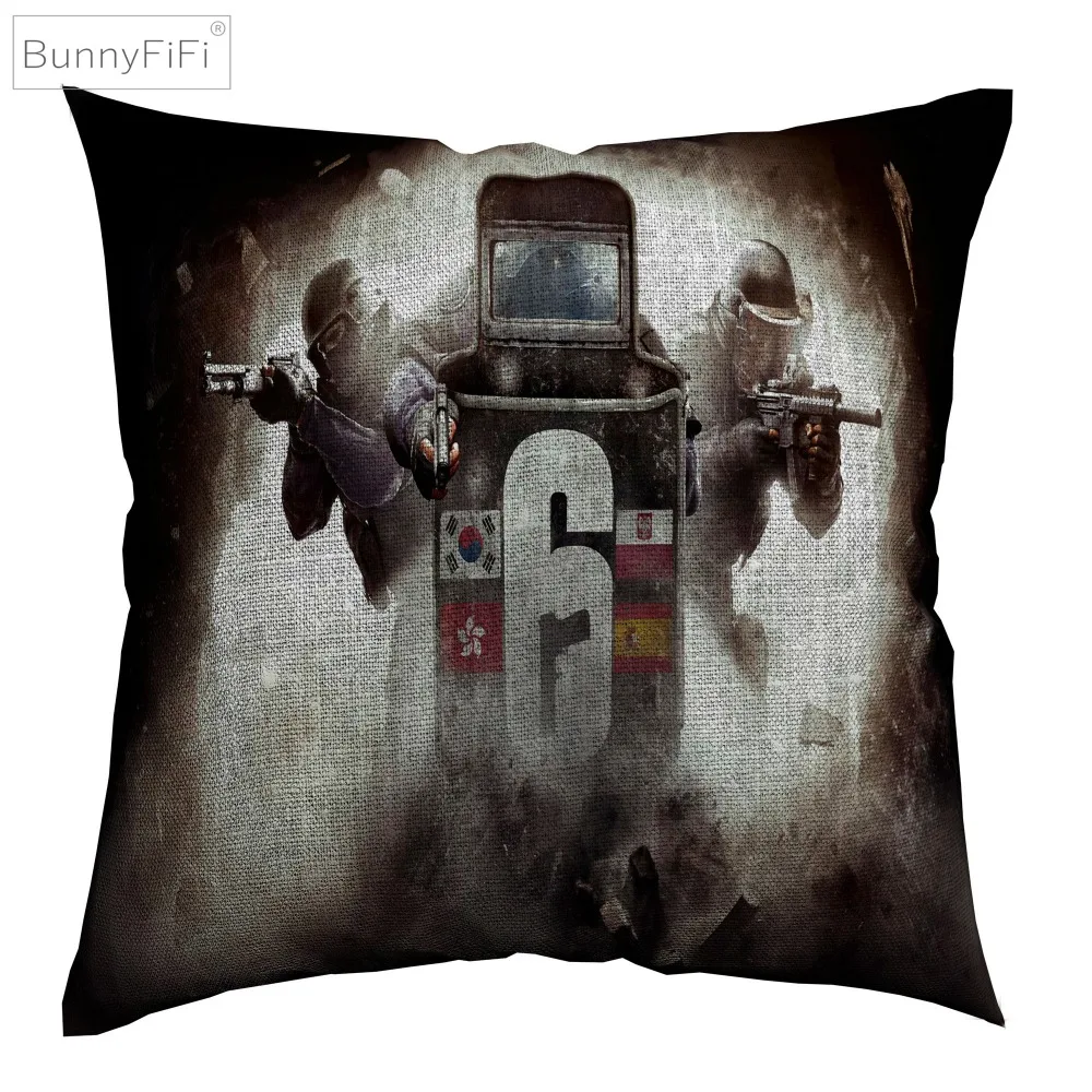 Радуга шесть осада Тома Клэнси игра декоративная льняная наволочка для подушки