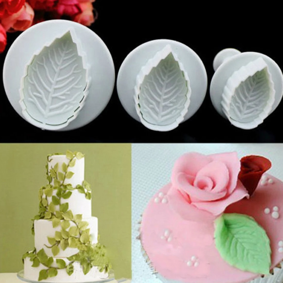 Хорошая Новинка 3 шт./компл. форма в форме листьев розы помадка сахарный торт