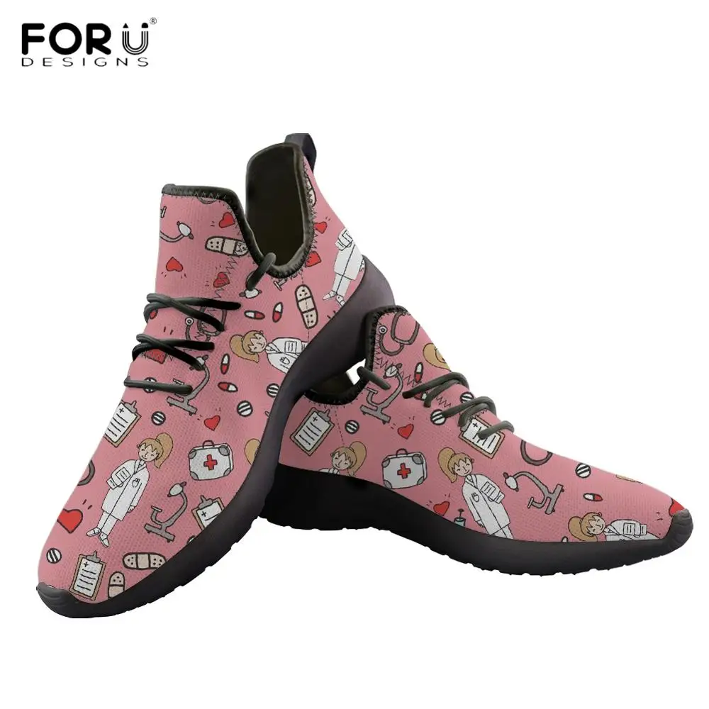 FORUDESIGNS/Высококачественная женская обувь на плоской подошве с рисунком медсестры