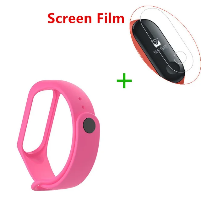 Silicone add film Пленка для Xiao mi Smart Band 3 кожаный силиконовый ремешок для Xiao mi band 3 браслет ремешок mi Band 3 металлический браслет H30 - Цвет: Silicone add film