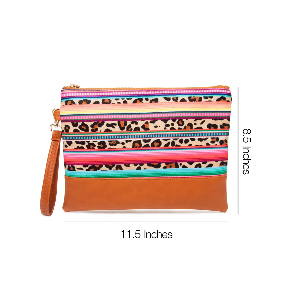 10 шт. Serape Cheetah Tote с отделкой шнуром, холщовая леопардовая полосатая дизайнерская женская сумка с полиуретановой ручкой DOM1091068