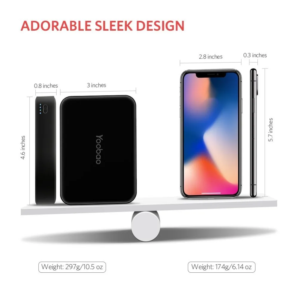 Yoobao M5 10000 мА/ч два USB выхода аварийный Мощность банк Портативное мобильное