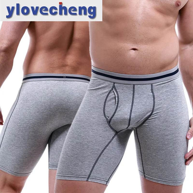 Трусы боксеры мужские длинные 4 шт./лот хлопковые шорты нижнее белье пикантные