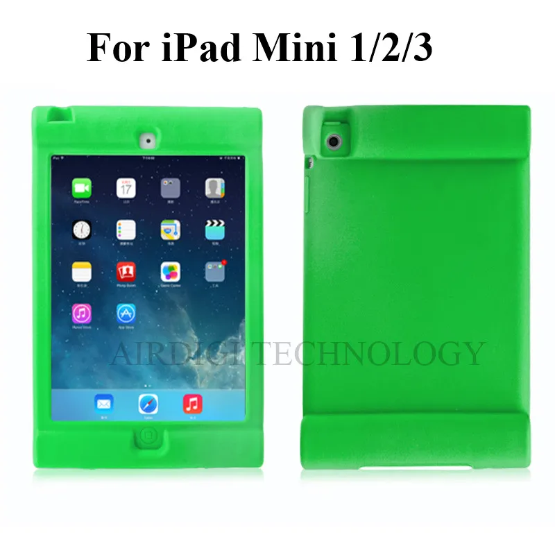 Для iPad Mini 1/2/3 retina дети Безопасный защитный противоударный чехол из резины с силиконовый чехол Стенд Cover w/с откидной ножкой-опорой - Цвет: NO Kickstand