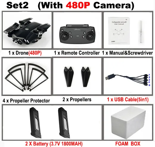 Set2 JDRC JD-20S JD20S WiFi FPV RC Дрон с широкоугольным 2MP HD камерой Профессиональный вертолет складной Дрон RC Квадрокоптер игрушки RTF - Цвет: Set2