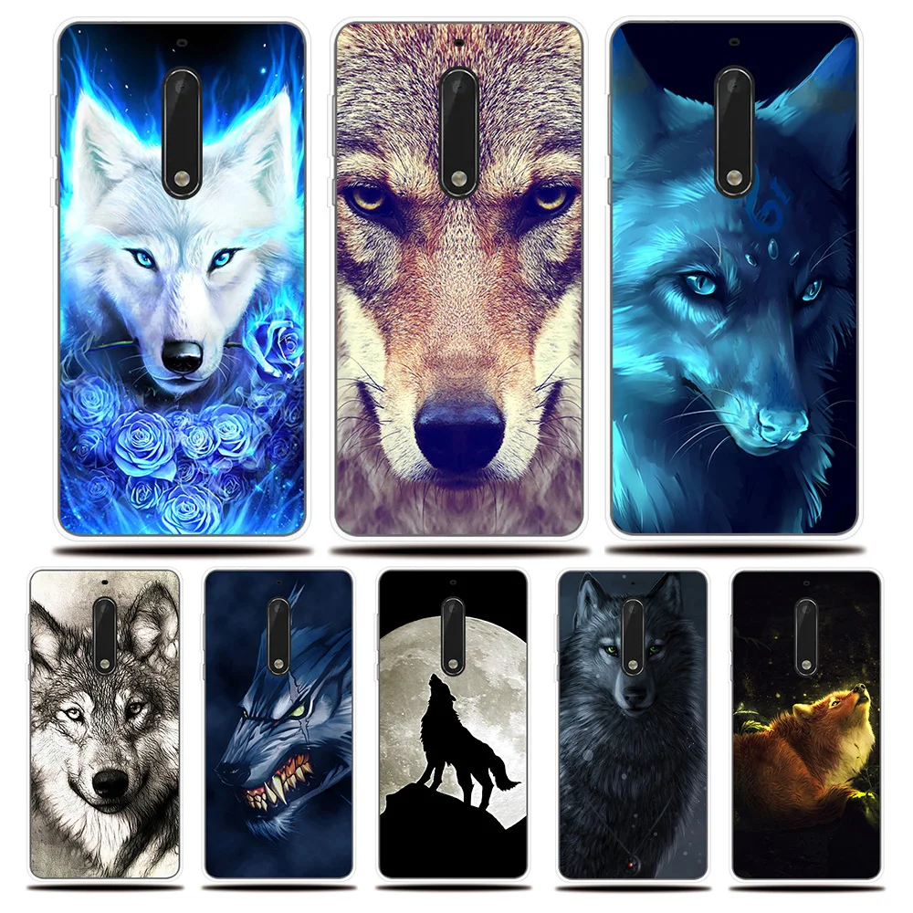 Дикий волк Pattern Силиконовый чехол для телефона защитный Fundas Nokia 2 1 3 5 6 Plus Мягкий 8 |