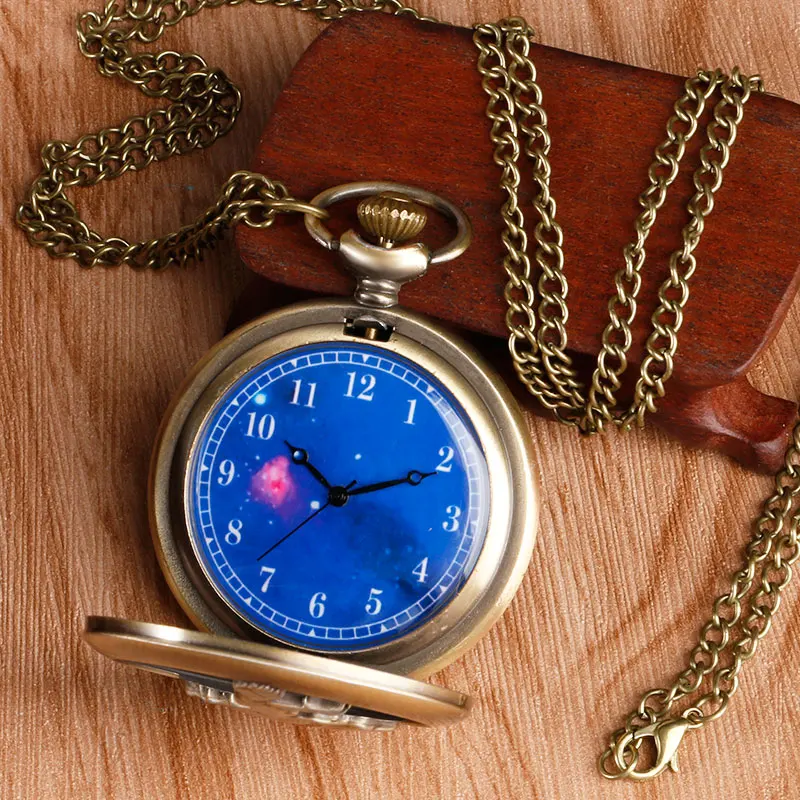 The Little Prince Dial Blue Planet Classic Cartoon Hollow Quartz Analog Pocket Watch Retro Style For Children Gifts | Наручные часы