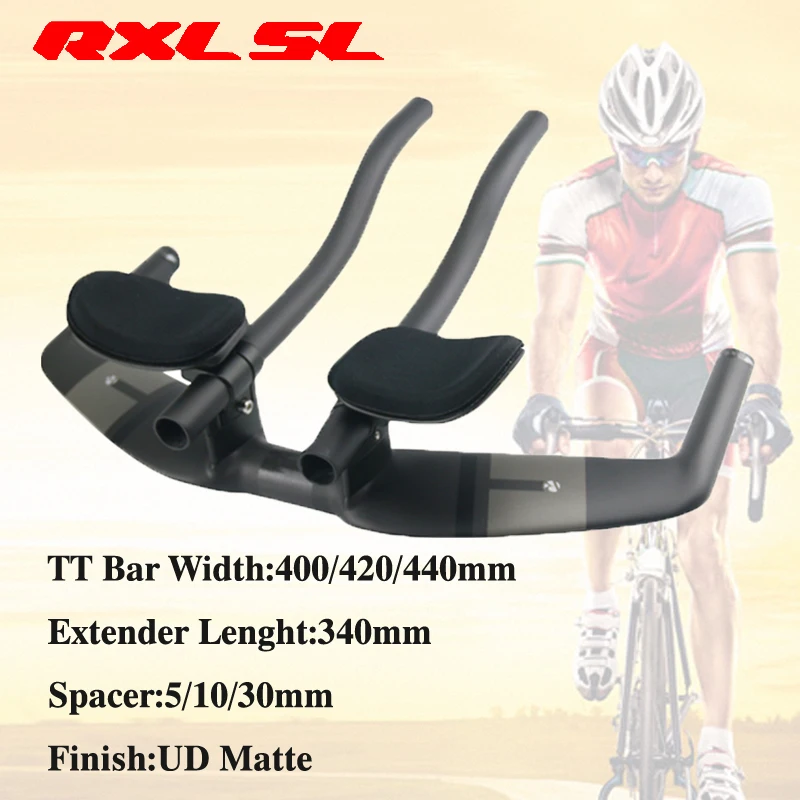 

Велосипедный руль RXL SL, шоссейный велосипед триатлонный руль, матовый, 400/420/440 мм, углеродный удлинитель, TT Bullhorn