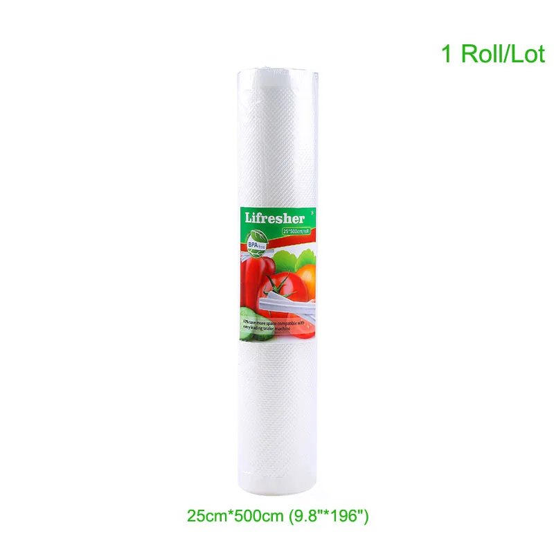 25x500cm1roll Пакеты для вакуумного упаковщика, пакеты для пищевых продуктов, сохраняющие свежесть продуктов питания, 12+ 15+ 20+ 25+ 28 см* 500 см, вакуумный упаковщик, пакет для хранения продуктов, Прямая поставка - Цвет: 25x500cm1roll