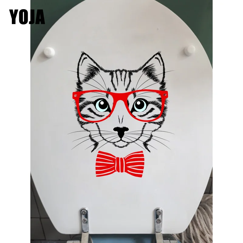 YOJA 17 7*20 9 см кошки в очках Декор для спальни Наклейка на стену мультфильм туалет