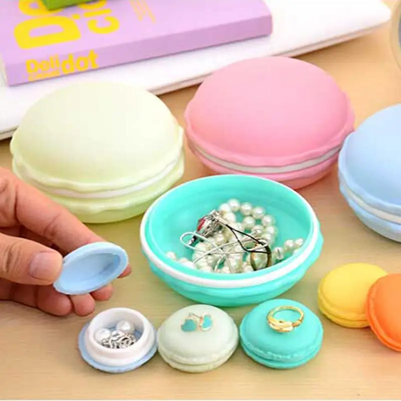 Новый пластик шкатулка для драгоценностей модные милые Macarons коробка хранения