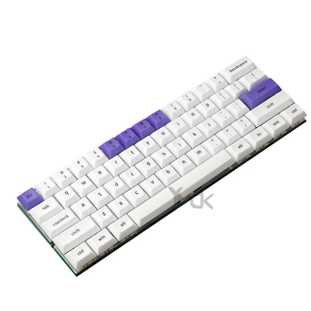 YMDK DSA профиль ANSI 61 Dye Sub толщиной 1 4 мм PBT Keyset белый фиолетовый Keycap для Cherry MX