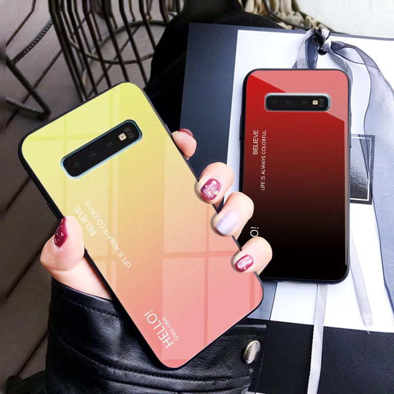 Чехол для samsung Galaxy S10 задняя крышка lite чехол Премиум закаленное Стекло яркий