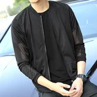 Мужская Летняя тонкая Солнцезащитная куртка, черная, белая сетчатая однотонная Повседневная Верхняя одежда, Мужская дышащая уличная одежда