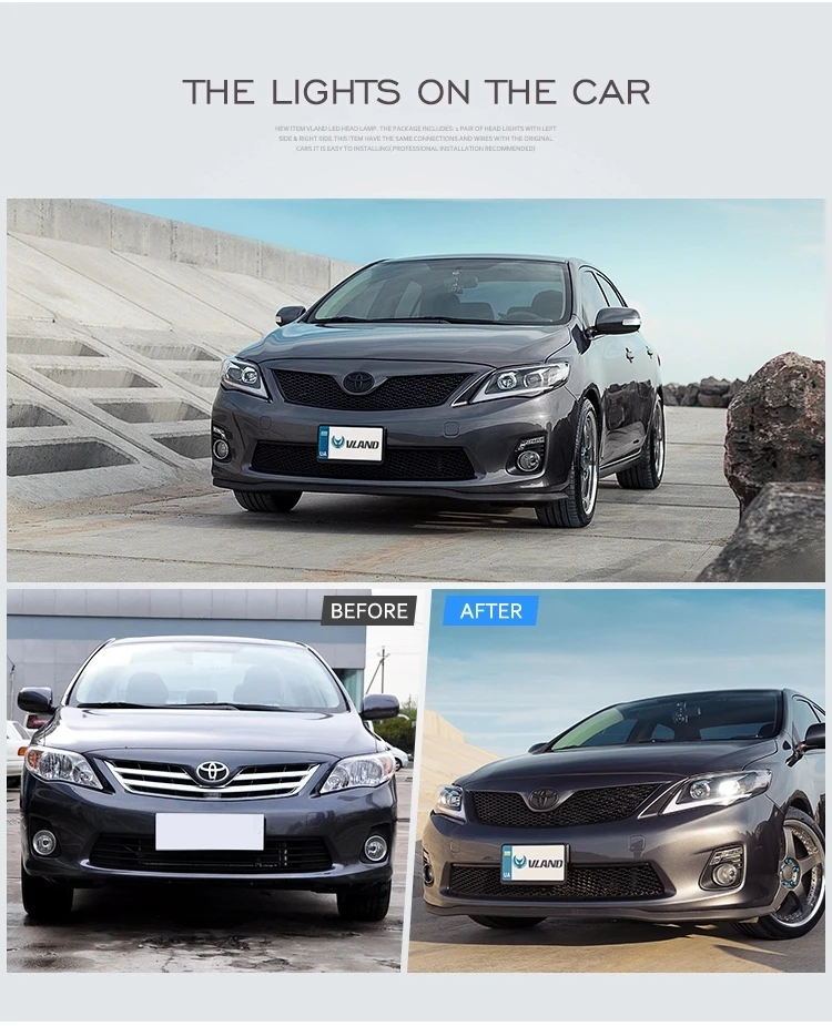 Автомобильные угловые фары для Corolla Altis 2011- светодиодные фары HID Bi-Xenon проектор