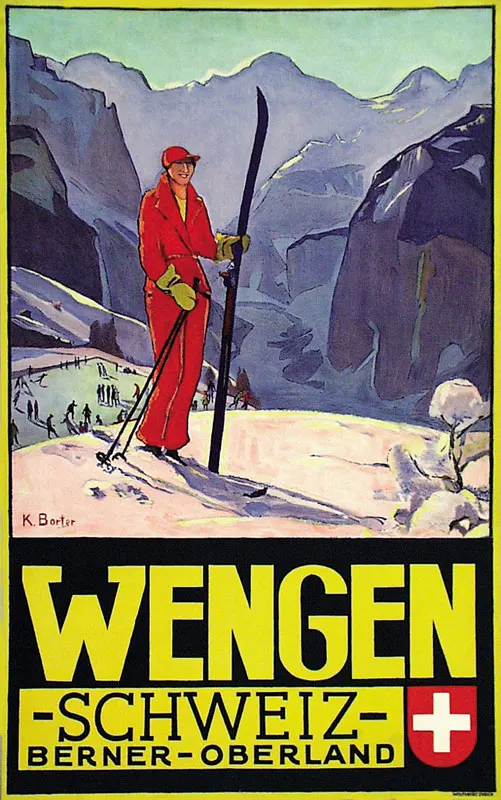 Швейцария Берн туристические плакаты Wengen Jungfraugebiet классические настенные