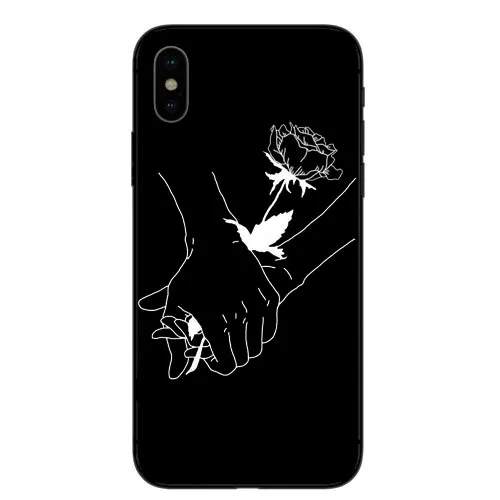 Художественный чехол с абстрактными линиями для iPhone X мягкий из ТПУ влюбленных