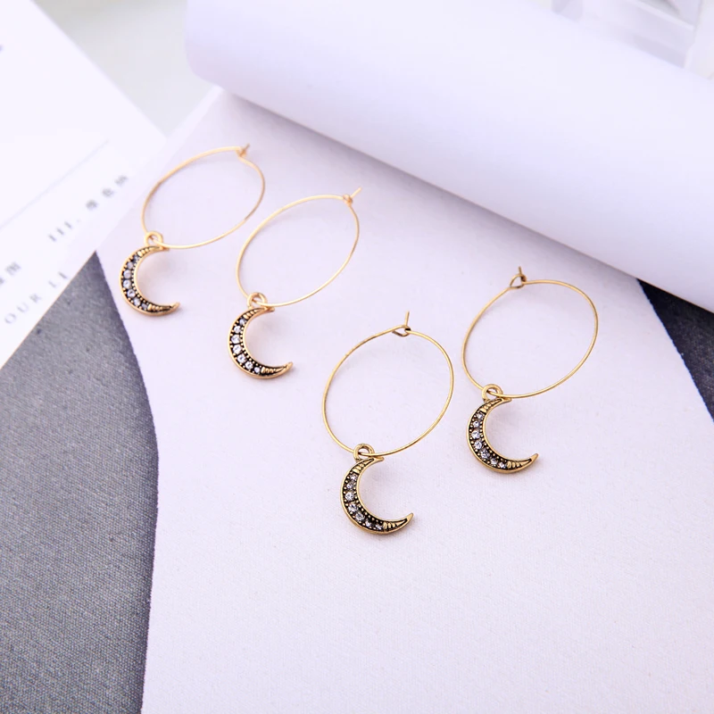 The Hottest More Choice Star Moon Semi-Round Annularity Drop Earrings Colours Rose Transparent Red Black Unique Custom Jewelry | Украшения