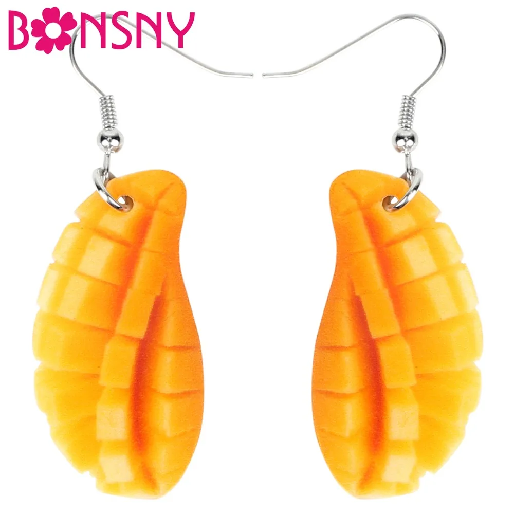 

Bonsny Acrylic Big Yellow Mango Earrings Dangle Drop Long Summer Tropic Fruit Food Jewelry For Women Girl Ladies Teens Gift Bulk