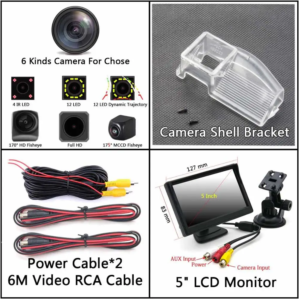 Camera 5 inch LCD 175 градусов 1080P рыбий глаз задний вид автомобиля камера для Mazda 2 2011 2012 2013 Mazda 3 Mazda 3 спортивный автомобильный парковочный монитор - Название цвета: Camera 5 inch LCD