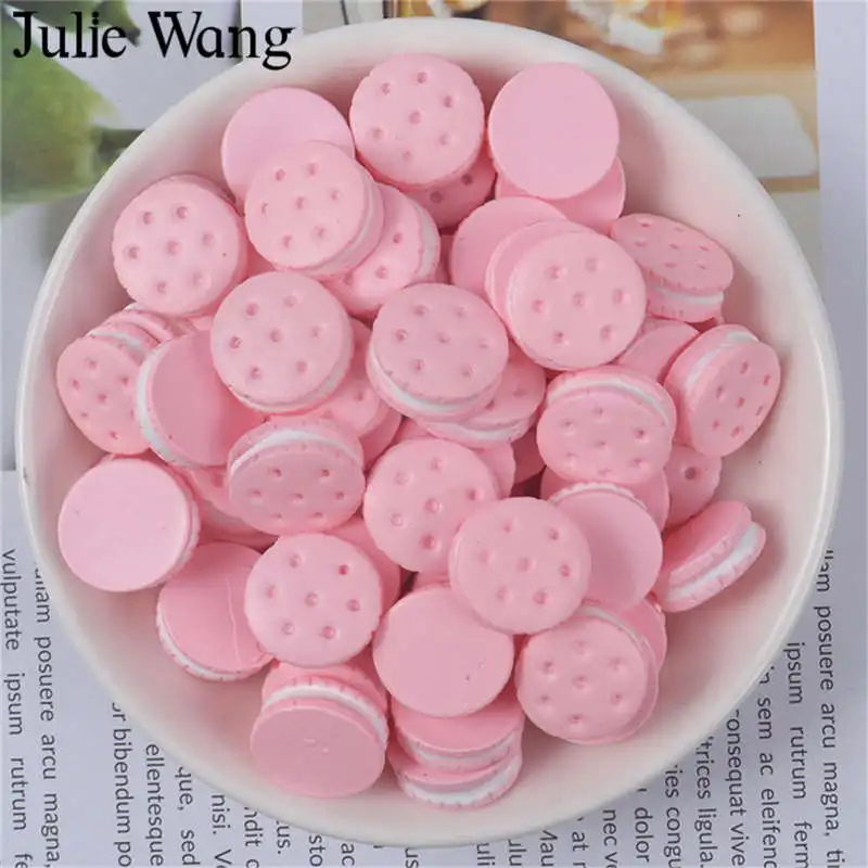 Julie Wang 10 шт. 16x6 мм Смола Печенье крем сэндвич еда слайм подвеска ювелирные изделия