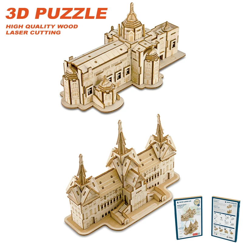 Сделай Сам лазерная резка 3D Thai Architecture деревянные пазлы обучающая