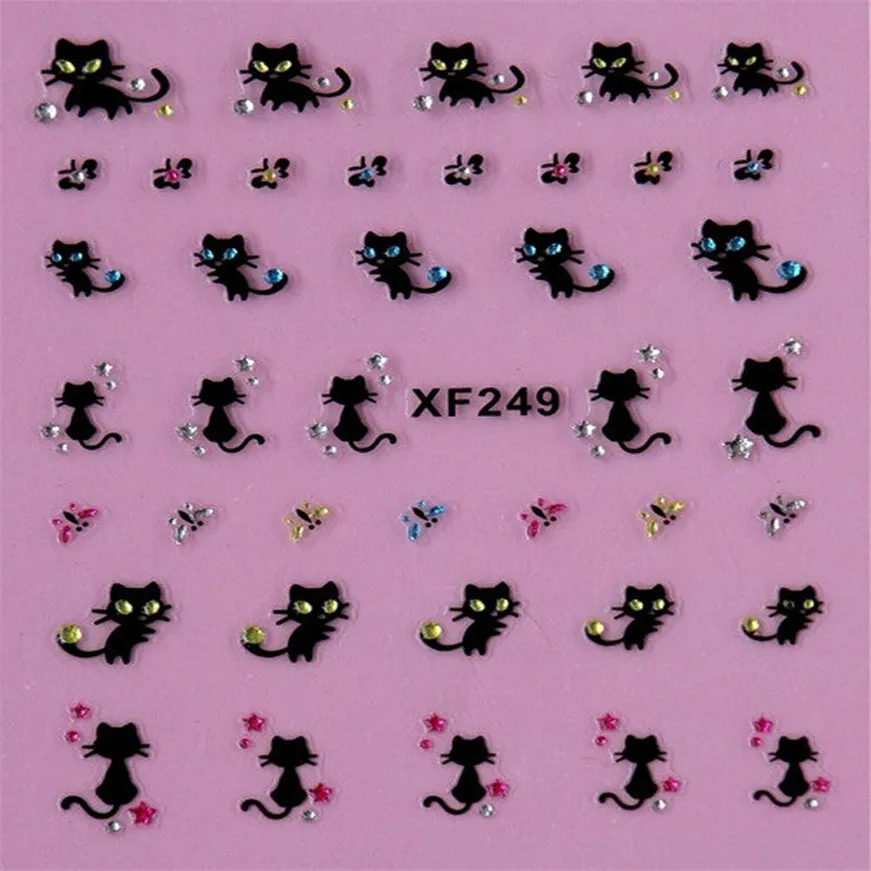 Nail Art Decals Decoration Diamond Cat Butterfly Design | Красота и здоровье