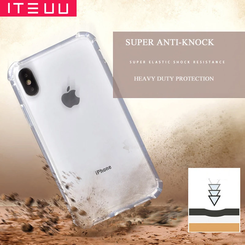 ITEUU сверхпрочный ударопрочный чехол для iPhone X XS MAX XR ПК ТПУ воздушная подушка Супер