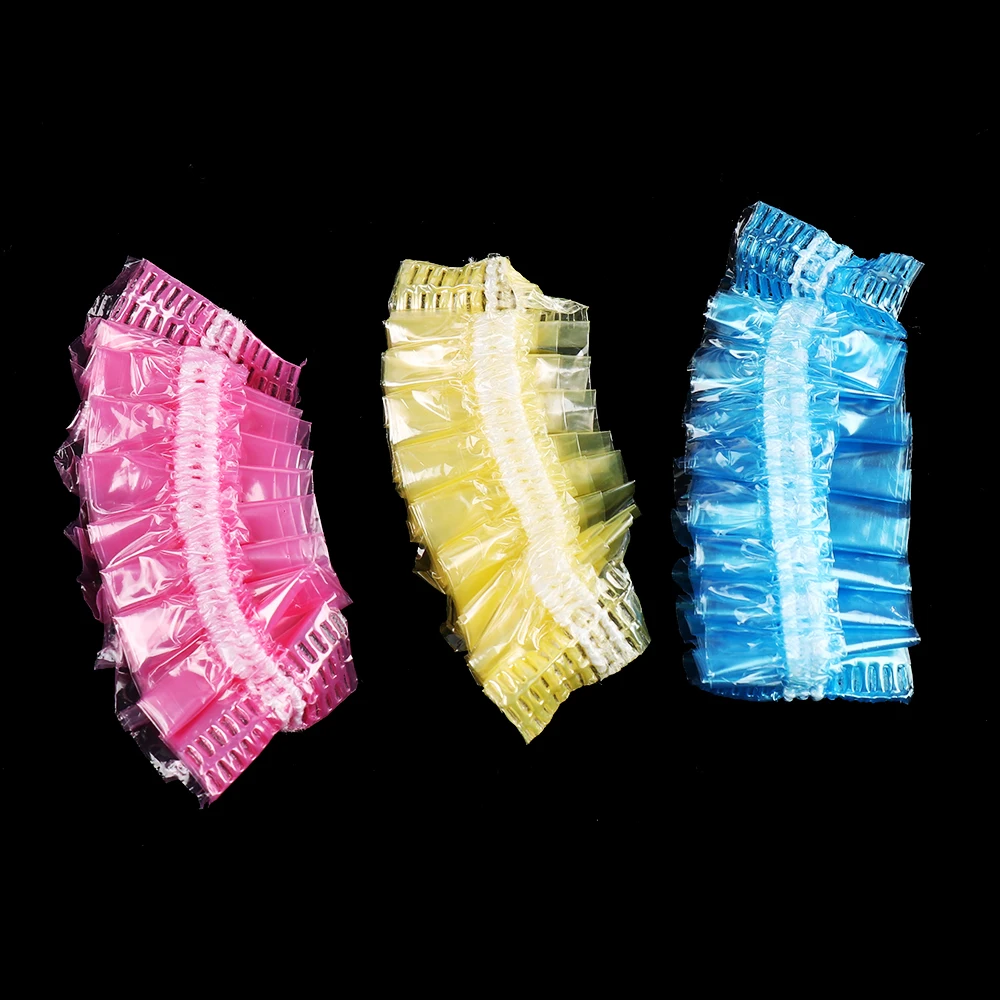

100 Pcs Disposable Protection Hat Elastic Shower Cap Hotel Hair Salon Bathroom Products Disposable Hair Caps For Eyebrow Tattoo