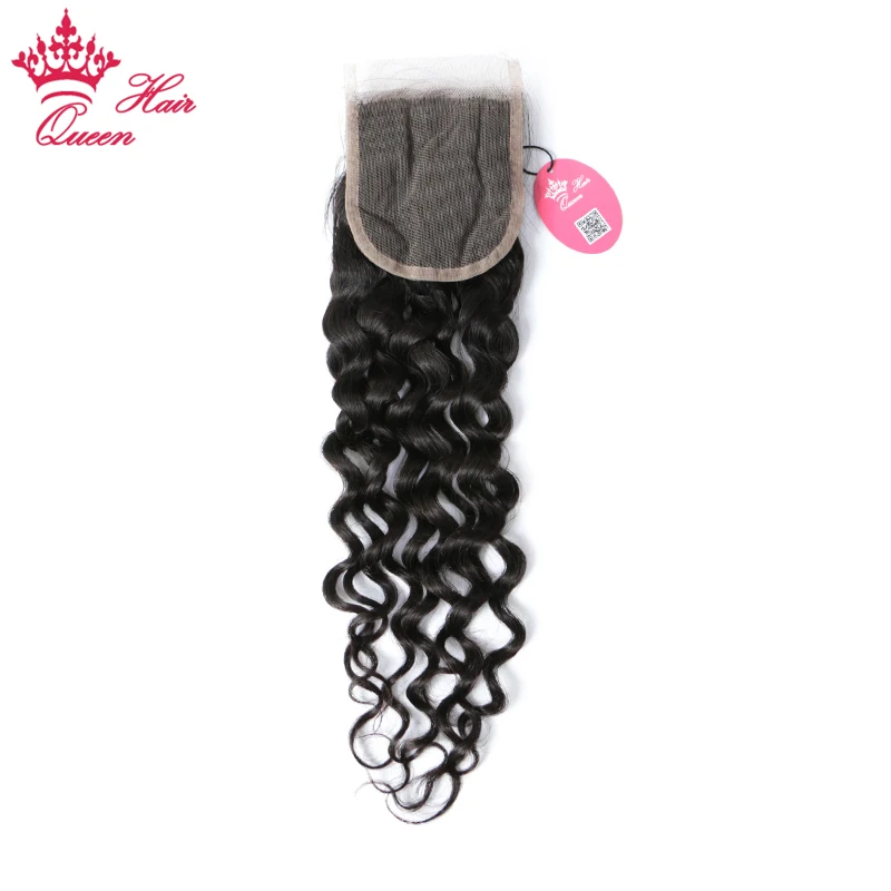 Queen Hair Products перуанские Волнистые кружевные застежки Remy уточные волосы волнистые