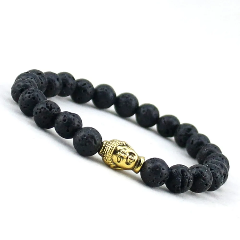 Новые женские и мужские украшения с бусинами буддой браслеты из лавового камня