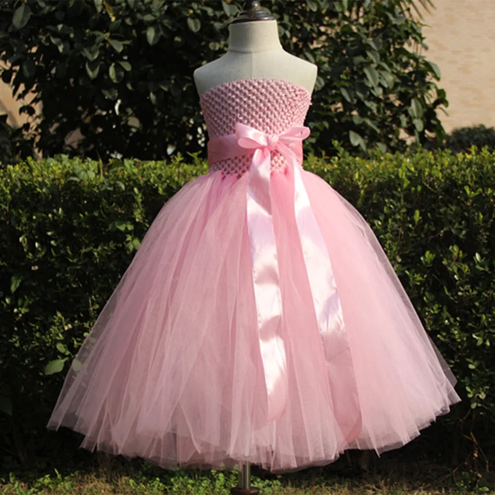 Красивое розовое свадебное платье-пачка для девочек детские пушистые тюлевые