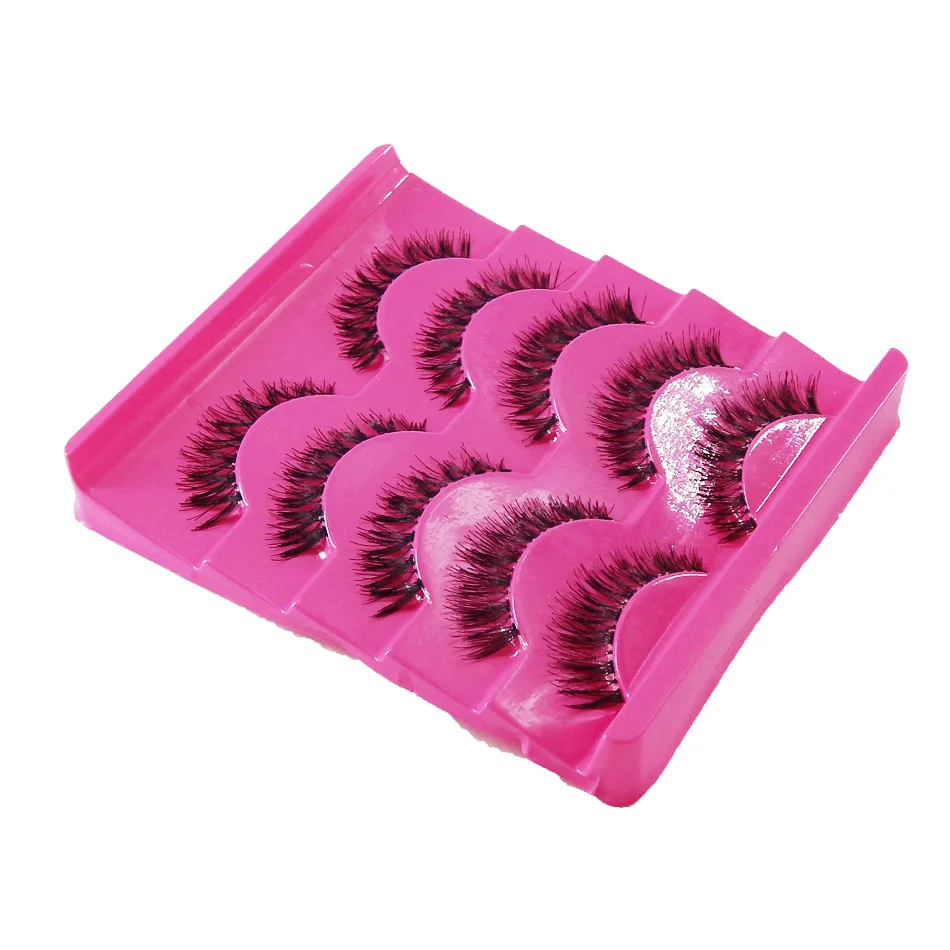 5 пар шикарных натуральных перекрестных накладных ресниц ручной работы