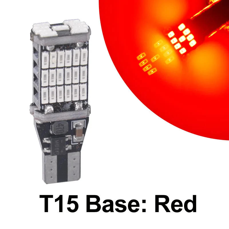 Красный 1 шт., превосходный светодиодный светильник T15 W16W 45 SMD 4014, автомобильные лампы Canbus заднего хода, стоп-светильник, резервный светильник s, лампа заднего хода - Испускаемый цвет: Красный