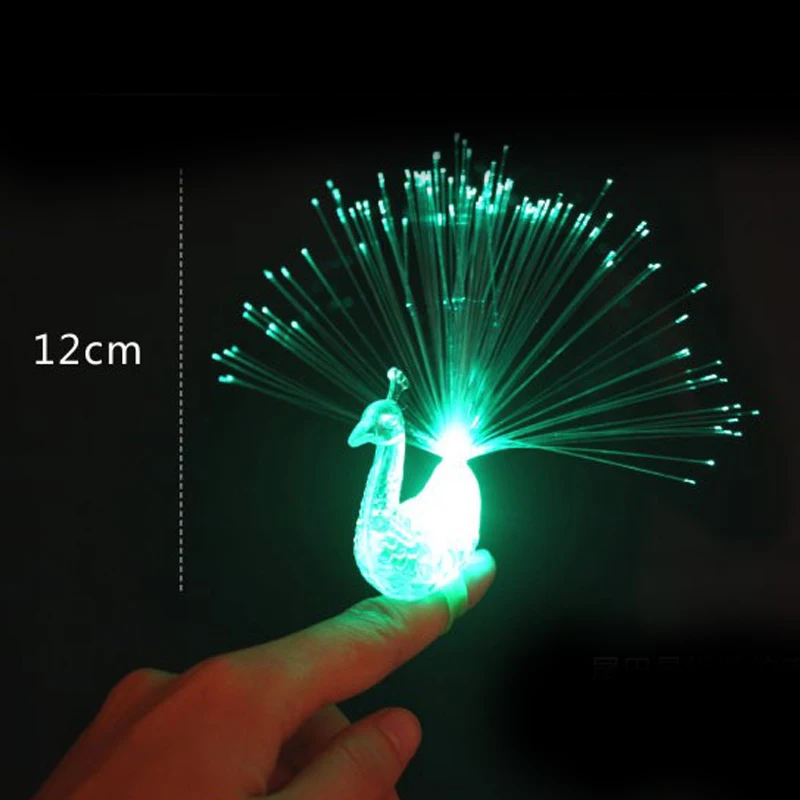 Креативный LED Павлин лампочка на палец Милый Мультфильм красочный свет игрушка