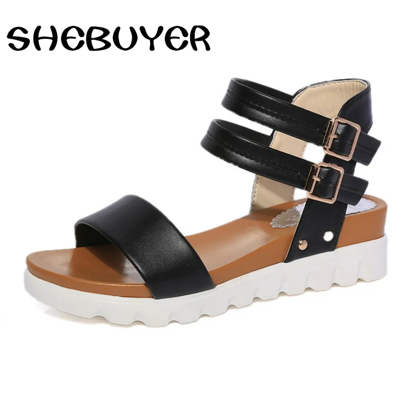 2017 г. летние женские сандалии-гладиаторы модная обувь на плоской толстой подошве