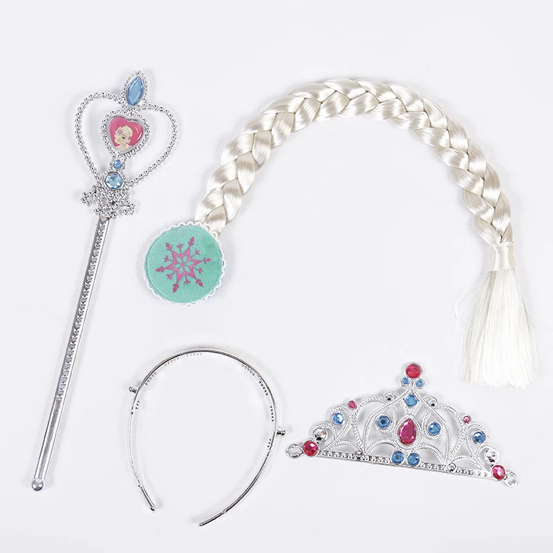 3PCS/set Elsa Anna Tiara Hair Accessories Crown Wig Magic Wand Cosplay Halloween Party Christmas Gift For Kids Top Quality |