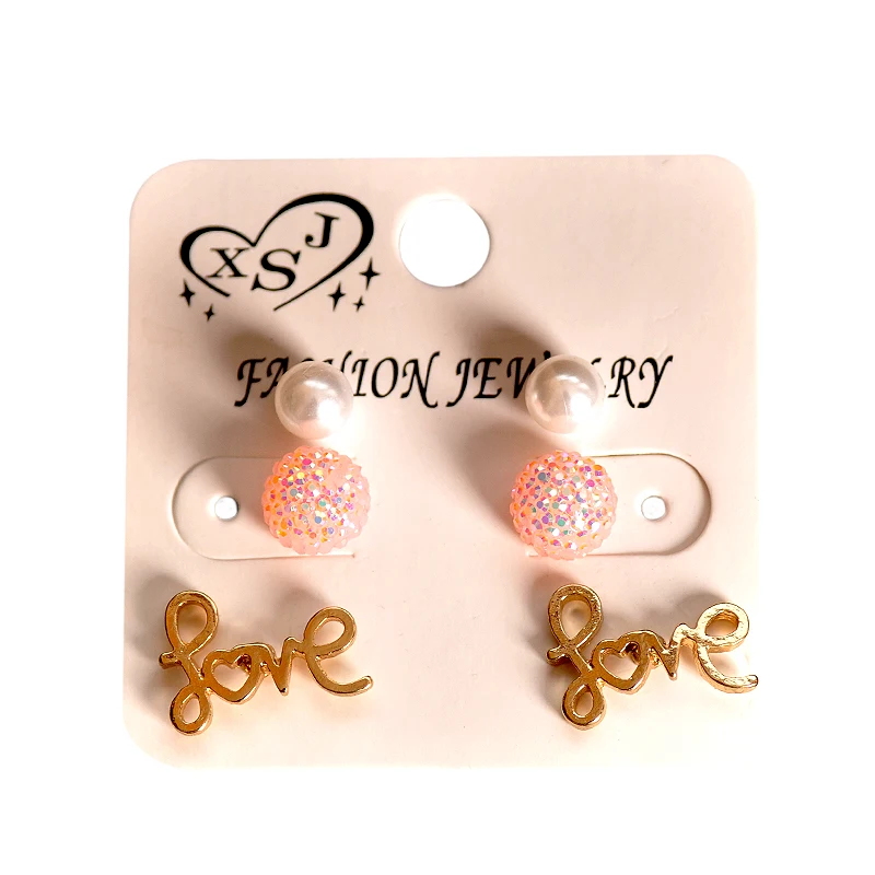 New fashion women accessorize girls birthday party pearl ear studs beautiful mix-and-match 3 pairs /set earrings Christmas gift | Украшения