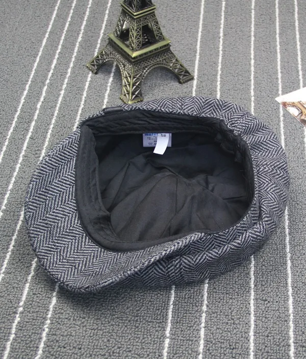 Мужские Восьмиугольные береты большого размера твидовая Кепка в елочку Гэтсби